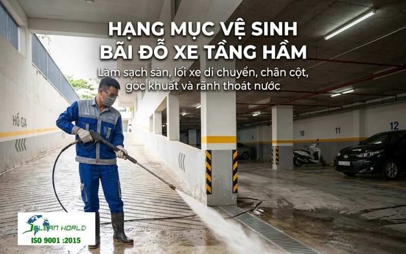 dịch vụ vệ sinh bãi đỗ xe tầng hầm 
